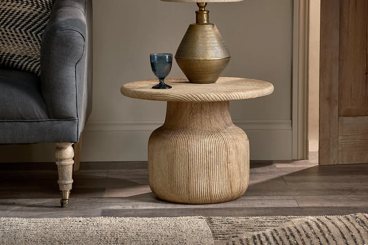 Vivan Grooved Side Table - Natural, Wood image