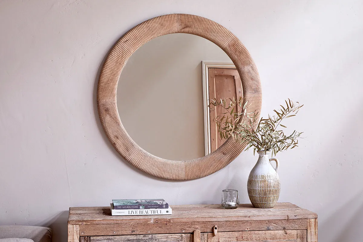 Vivan Grooved Wood Mirror - Natural image