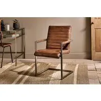 Wamma Leather Desk Chair - Dark Brown, Brushed Metal