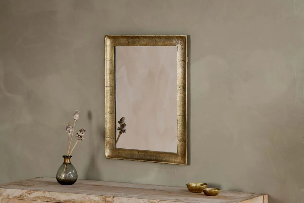 Yadur Small Rectangular Mirror - Antique Brass, Cast Aluminium product