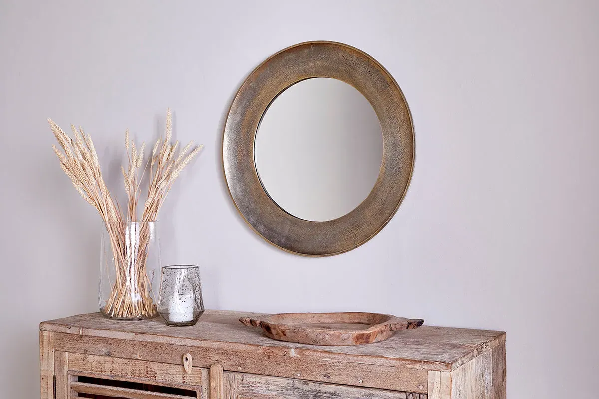 Yakira Small Round Mirror - Antique Brass image