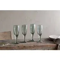 Yala Hammered Champagne Glass Set Of 4 - Sage Green