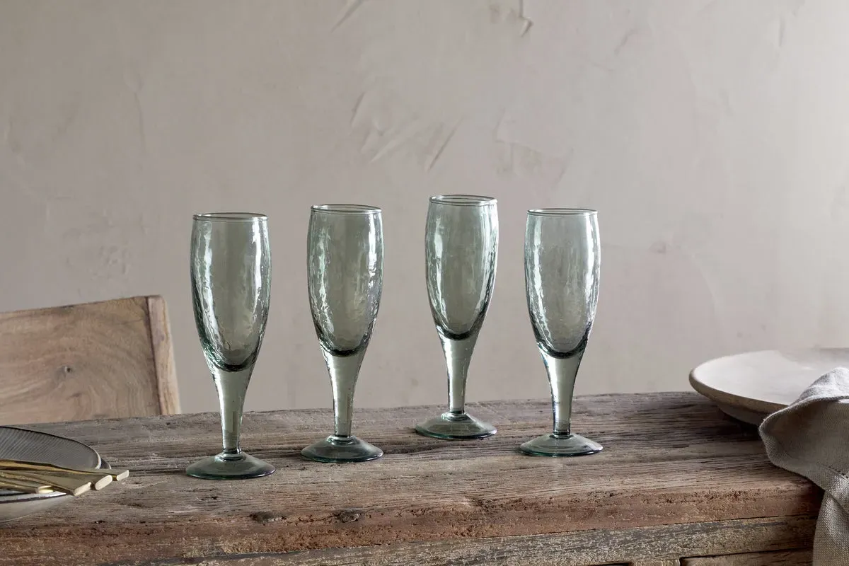 Yala Hammered Champagne Glass Set Of 4 - Sage Green image