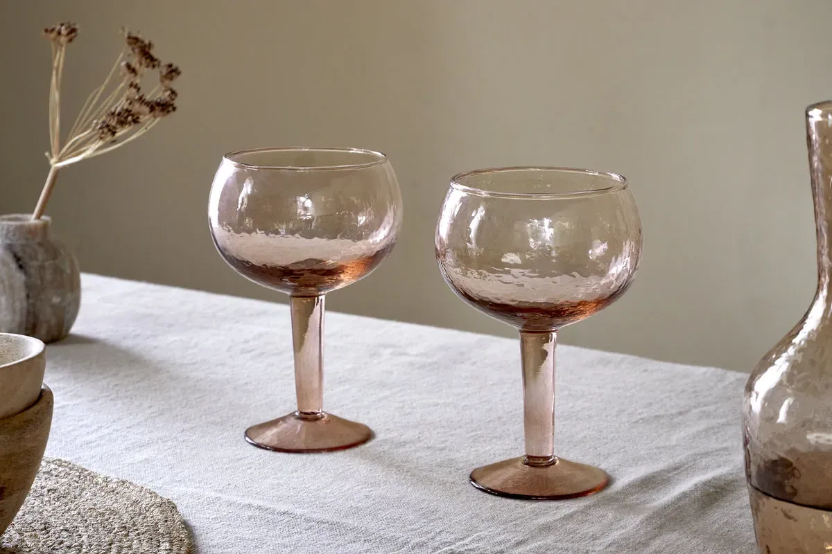 Yala Hammered Gin Glass Set Of 2 - Dusty Terracotta
