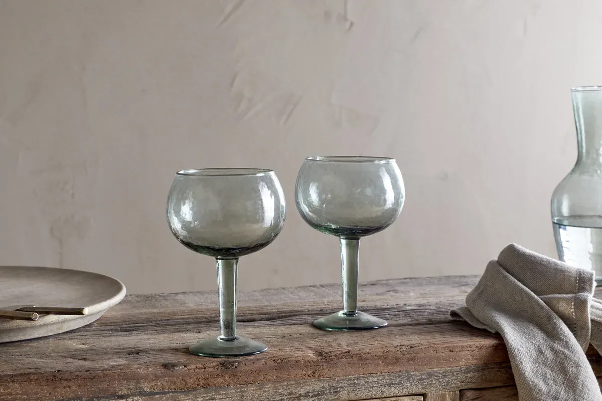 Yala Hammered Gin Glass Set Of 2 - Sage Green