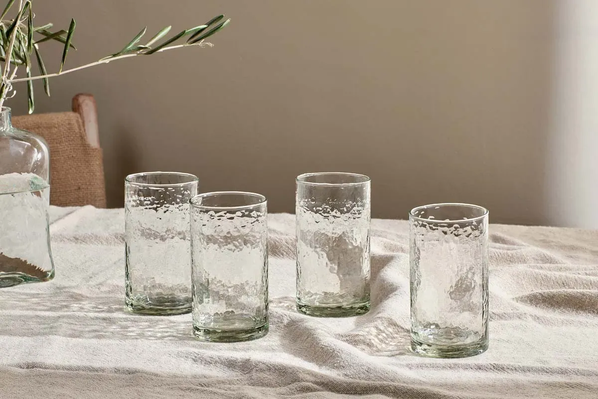Yala Hammered Highball Glass Set of 4 - Clear image