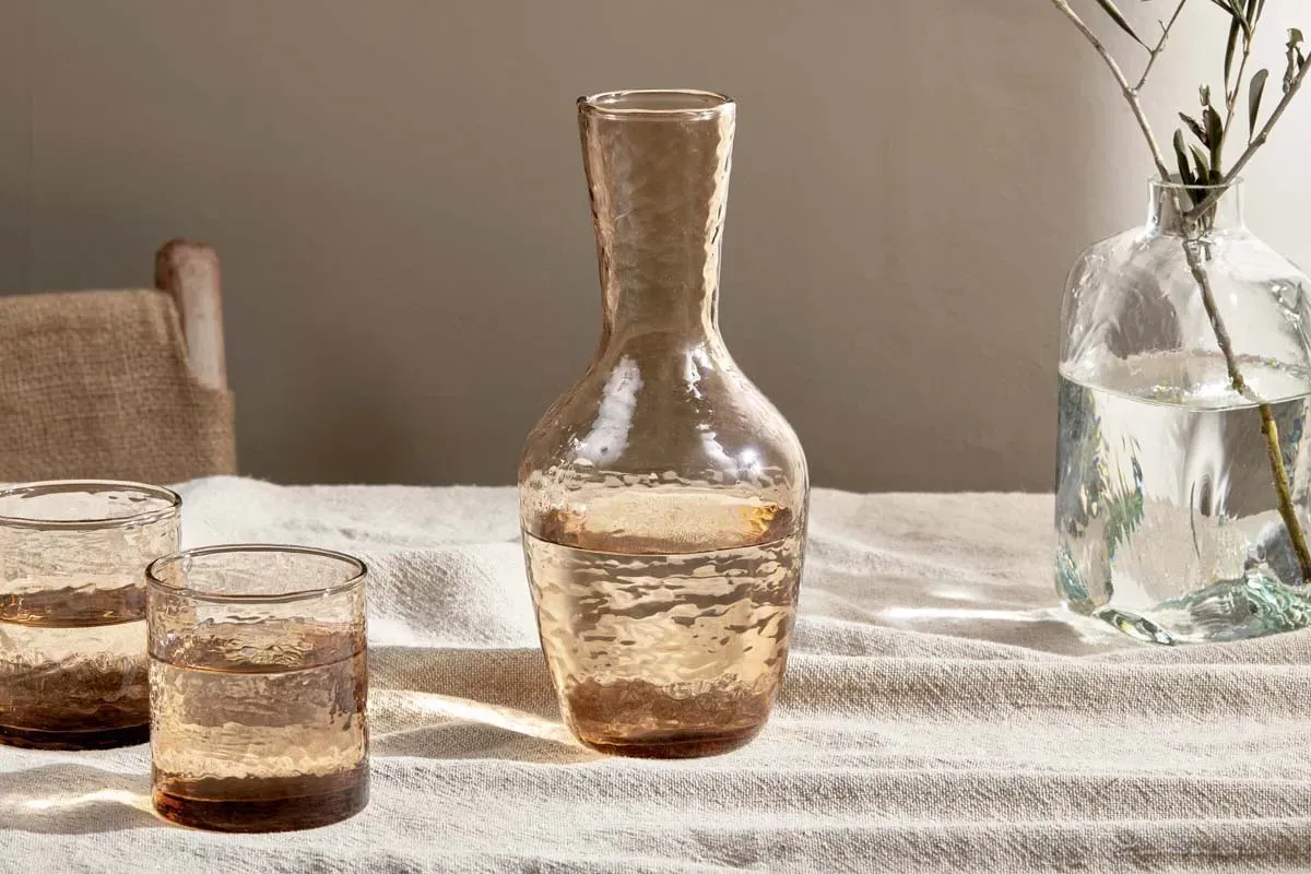 Yala Hammered Jug - Dusty Terracotta, Glass