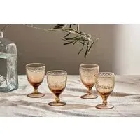 Yala Hammered Wine Glass Set Of 4 - Dusty Terracotta