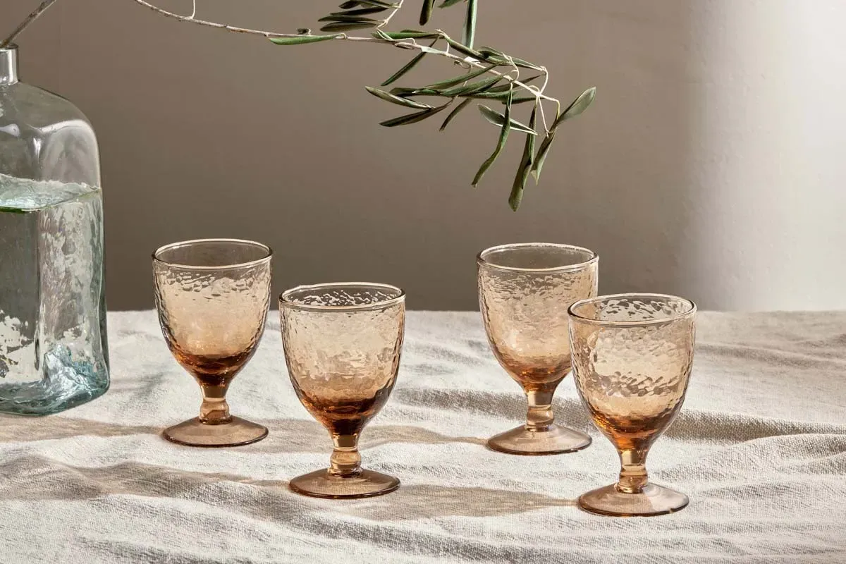 Yala Hammered Wine Glass Set Of 4 - Dusty Terracotta image