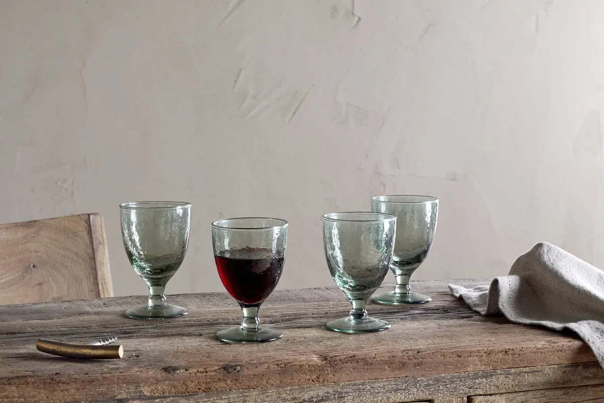 Yala Hammered Wine Glass Set Of 4 - Sage Green image