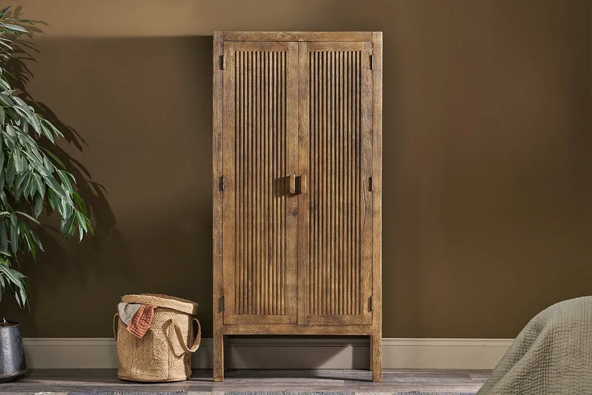 Yasha Reeded Cabinet - Natural, Mango Wood