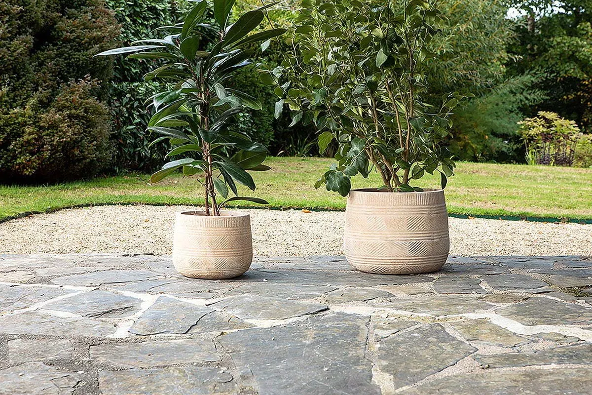 Zadie Etched Ceramic Planters Set of 2 - Neutral product