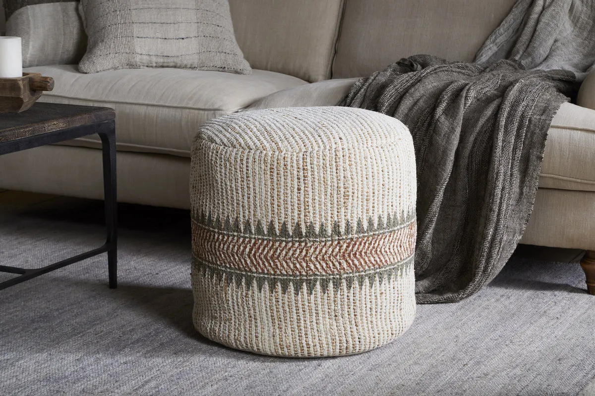 Zairya Tall Pouf - Natural & Rust, Jute & Cotton product