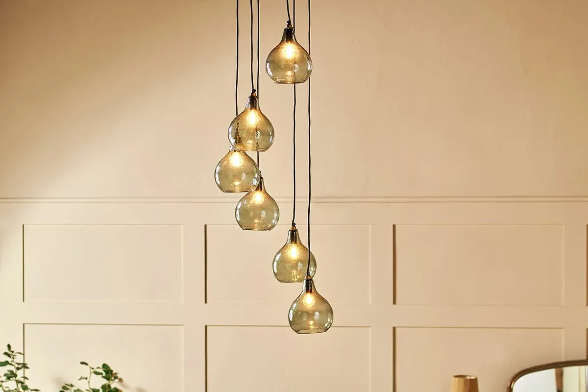 Ziva Statement Recycled Glass Cluster Pendant - Smoke