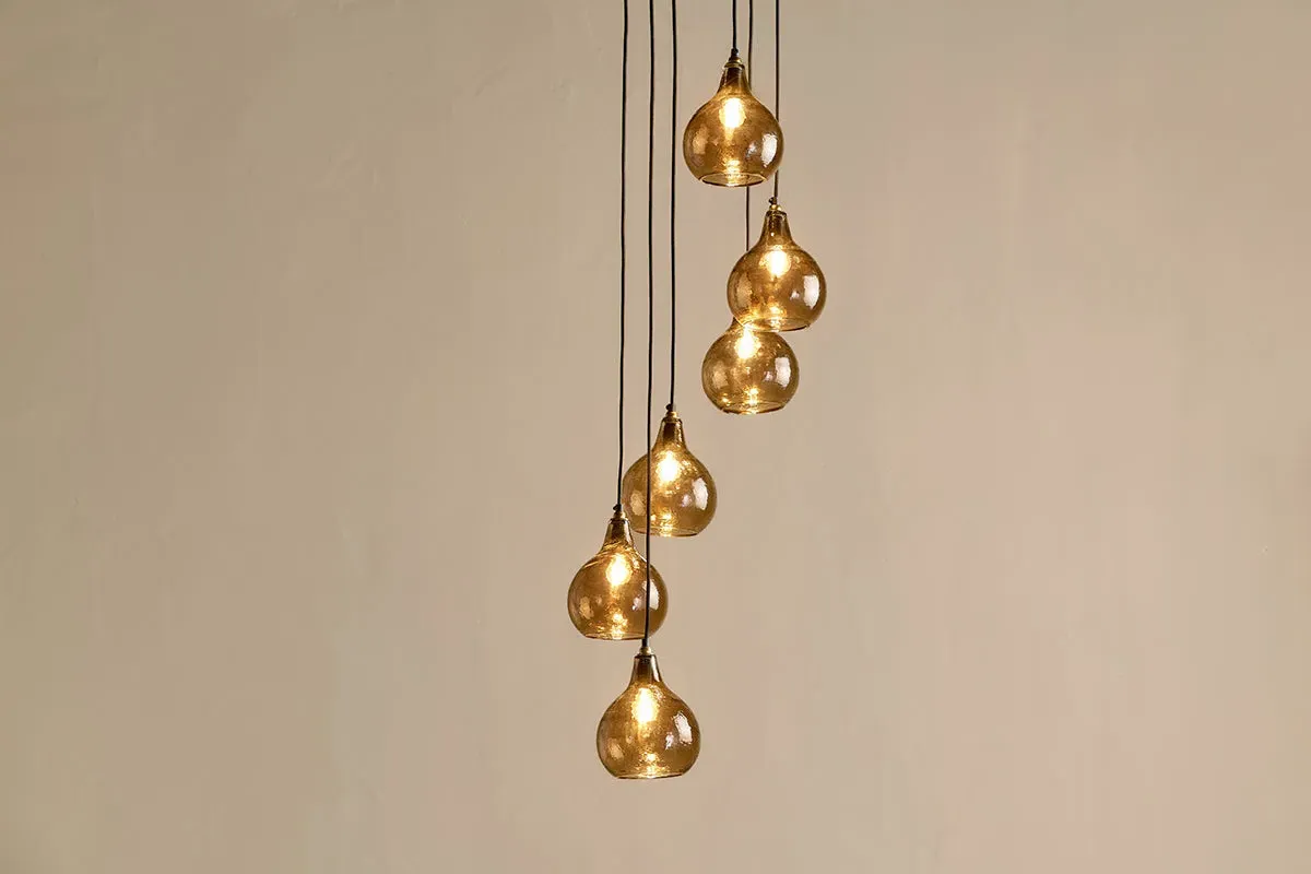 Ziva Statement Recycled Glass Cluster Pendant - Tonal Red