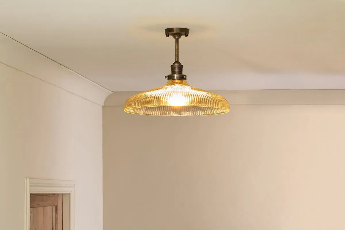 Zowie Large Recycled Glass Ceiling Light - Antique Brass