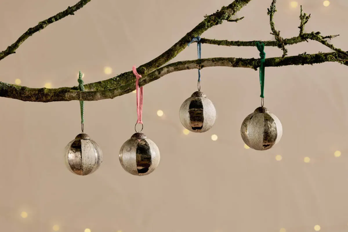 Zuri Set Of 4 Christmas Baubles - Gold, Recycled Glass product