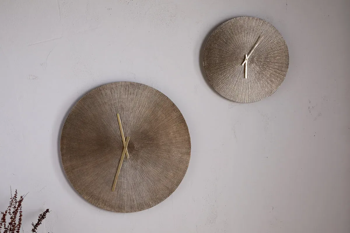 Zuwena Large Etched Wall Clock - Antique Brass