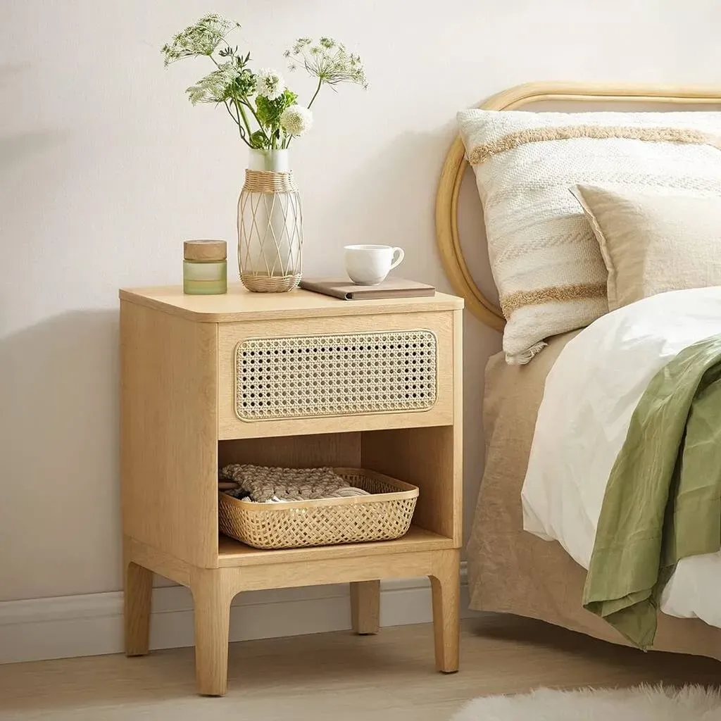 rattan-bedside-table-boho-nightstand-storage-end-table image