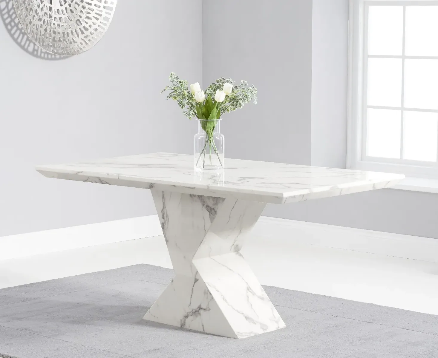 Aaron Dining Table - White, Marble product