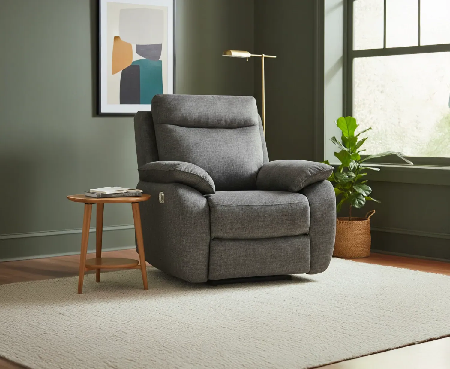 Albany Reclining Armchair - Charcoal, Fabric product