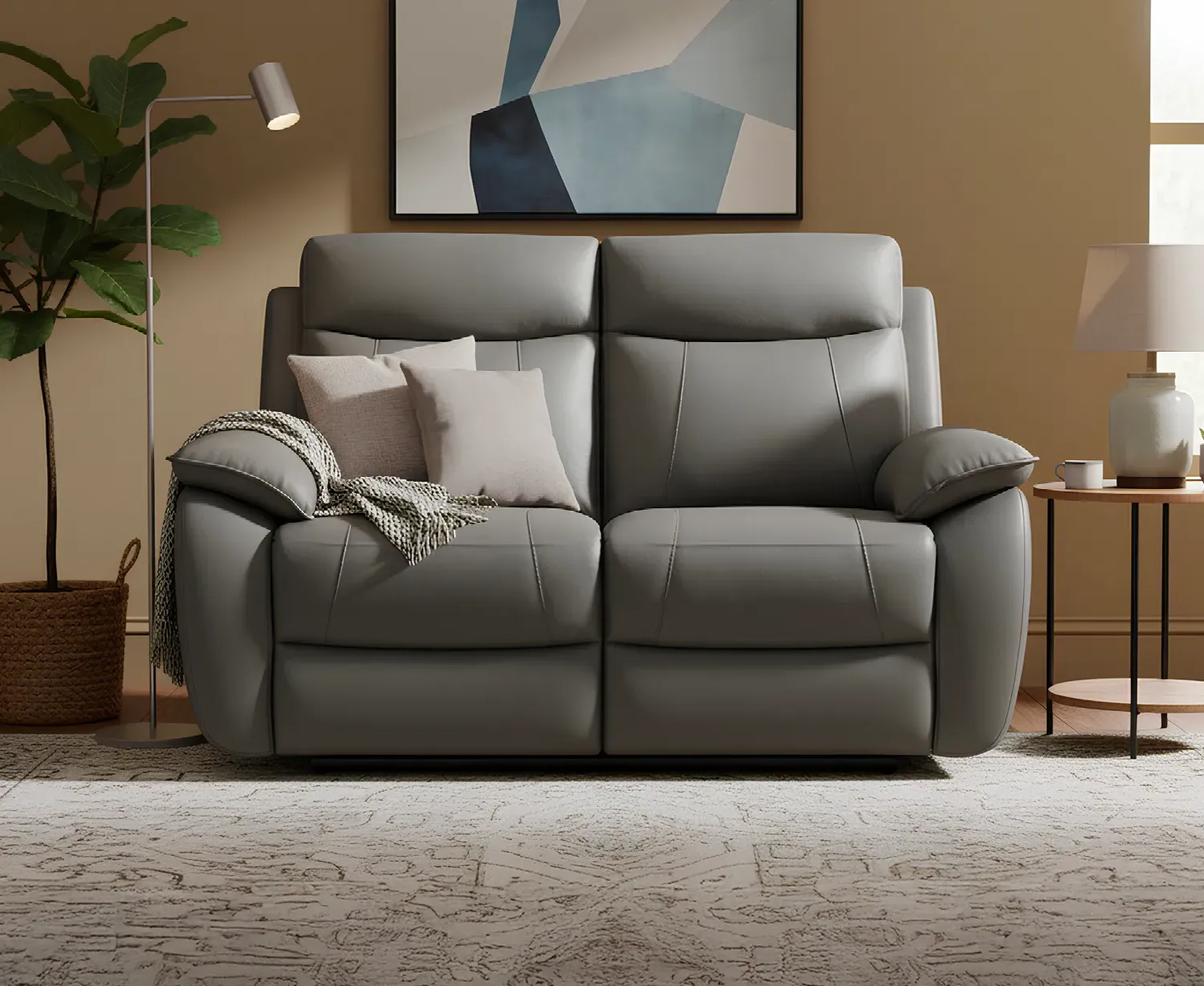 Baltimore 2-Seater Recliner Sofa - Dark Grey, Leather product