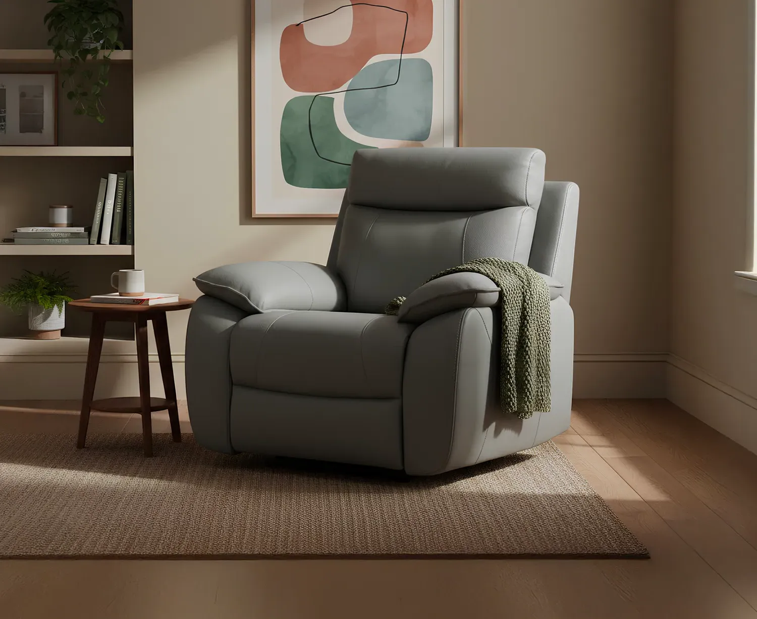 Baltimore Reclining Armchair - Dark Grey, Leather product
