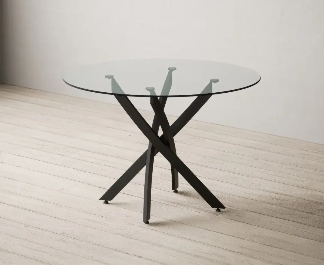 Bernini Round Dining Table - Clear Glass, Black Metal product