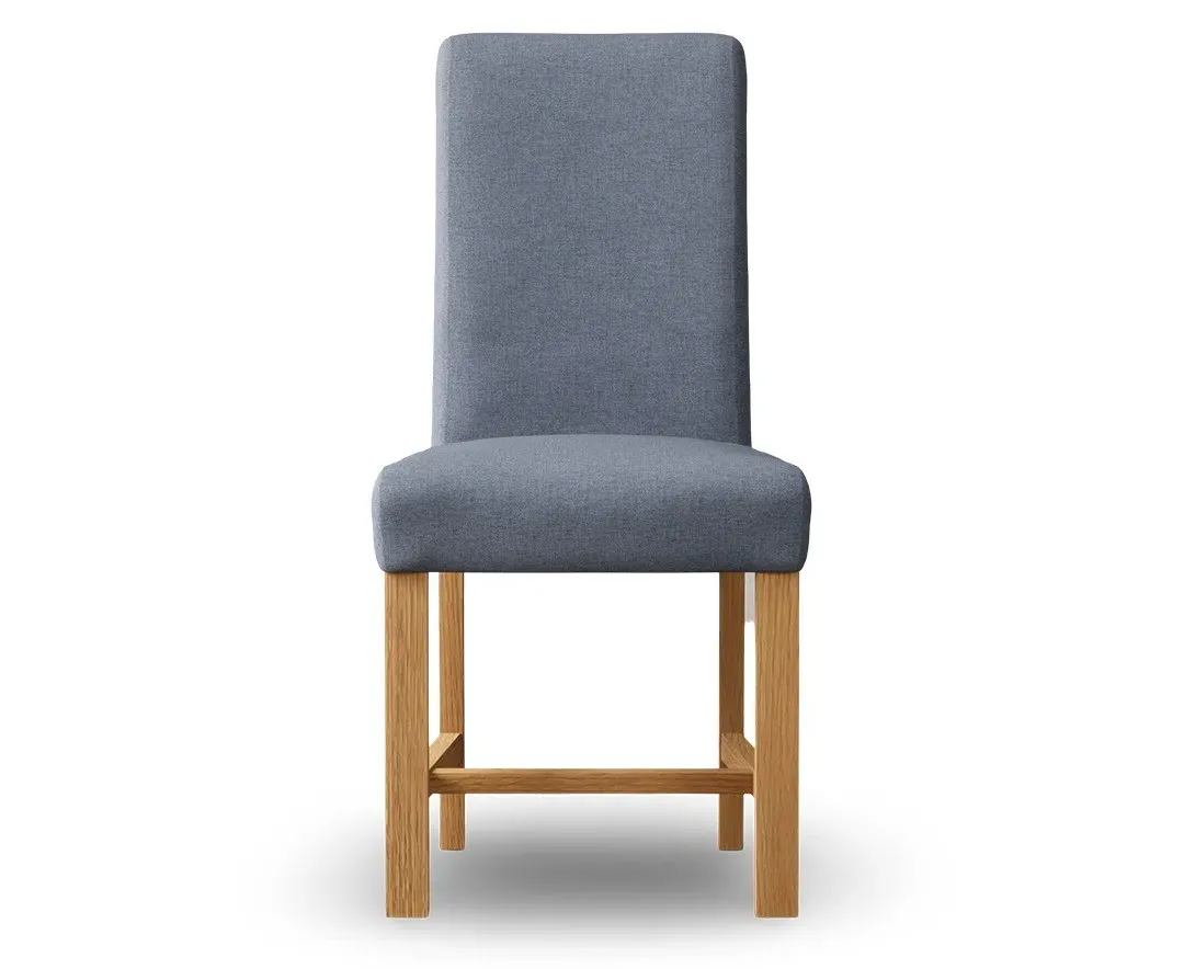 Braced Set of 2 Fabric Dining Chairs - Blue, Oak product