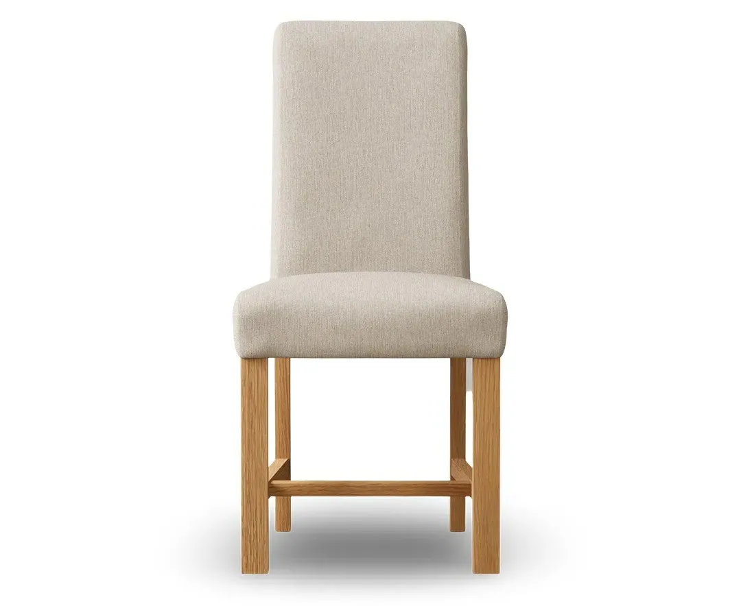 Braced Set of 2 Fabric Dining Chairs - Natural, Oak product