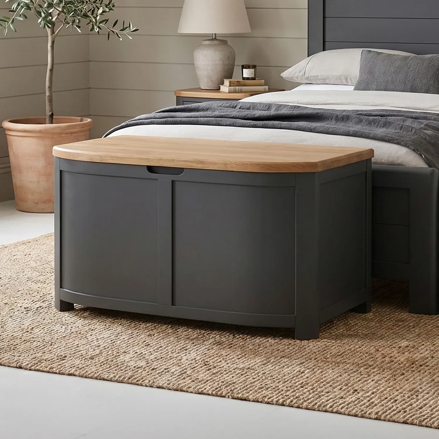 Bradwell Blanket Box - Charcoal, Solid Oak product
