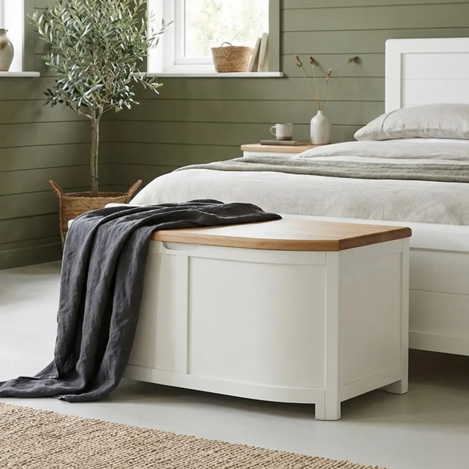 Bradwell Blanket Box - White, Solid Oak product