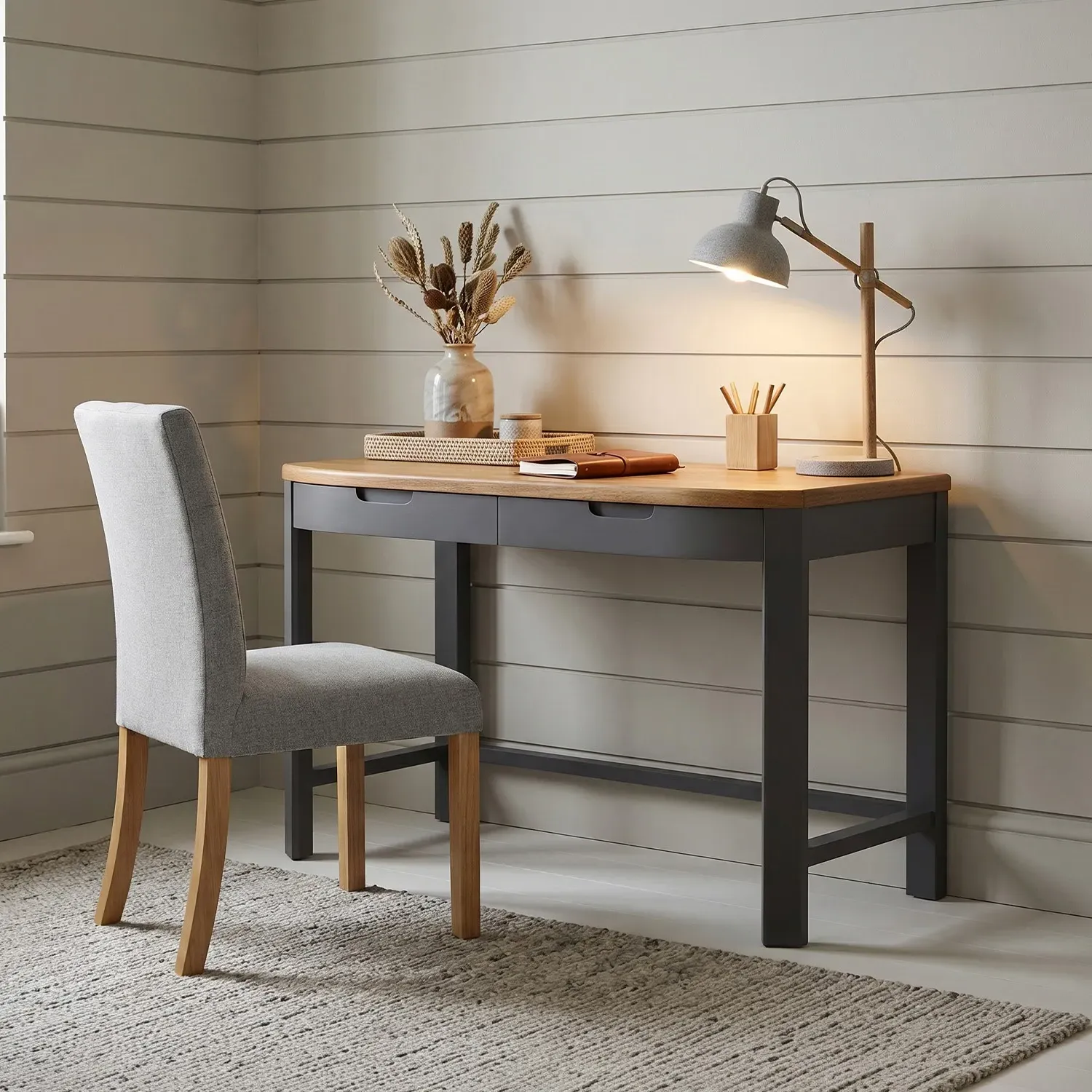 Bradwell Compact Desk - Charcoal, Oak product