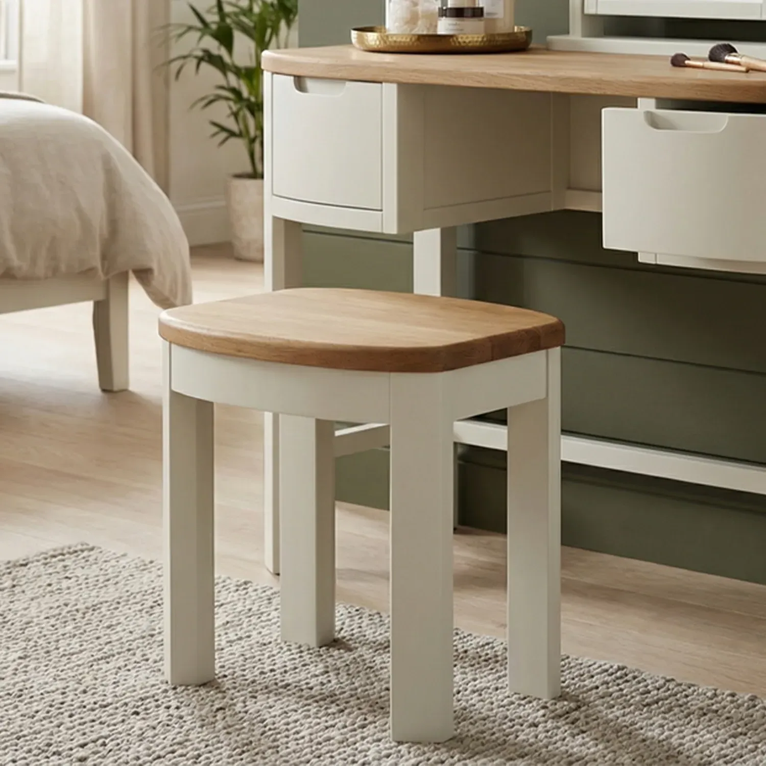 Bradwell Dressing Stool - White, Oak product