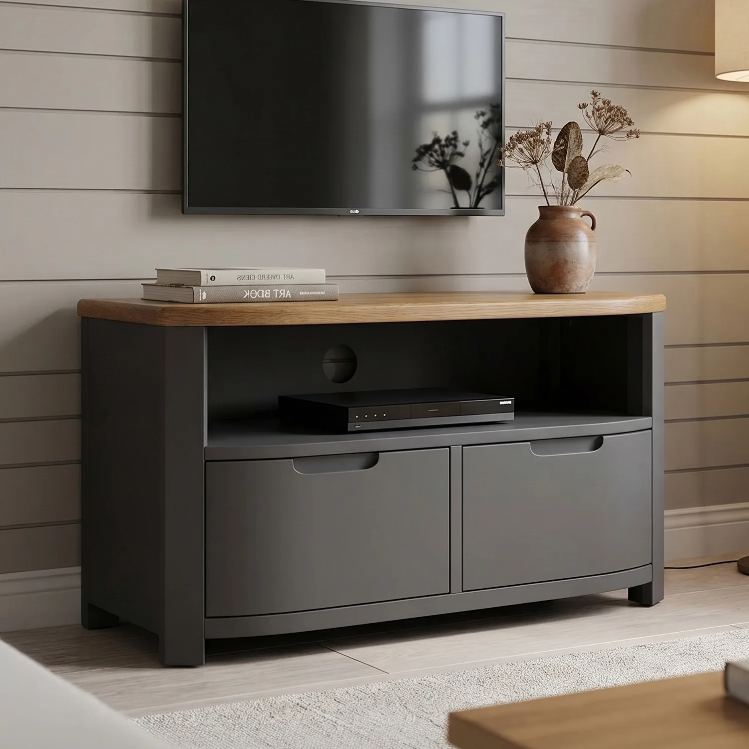 Bradwell Small TV Unit - Charcoal, Oak product