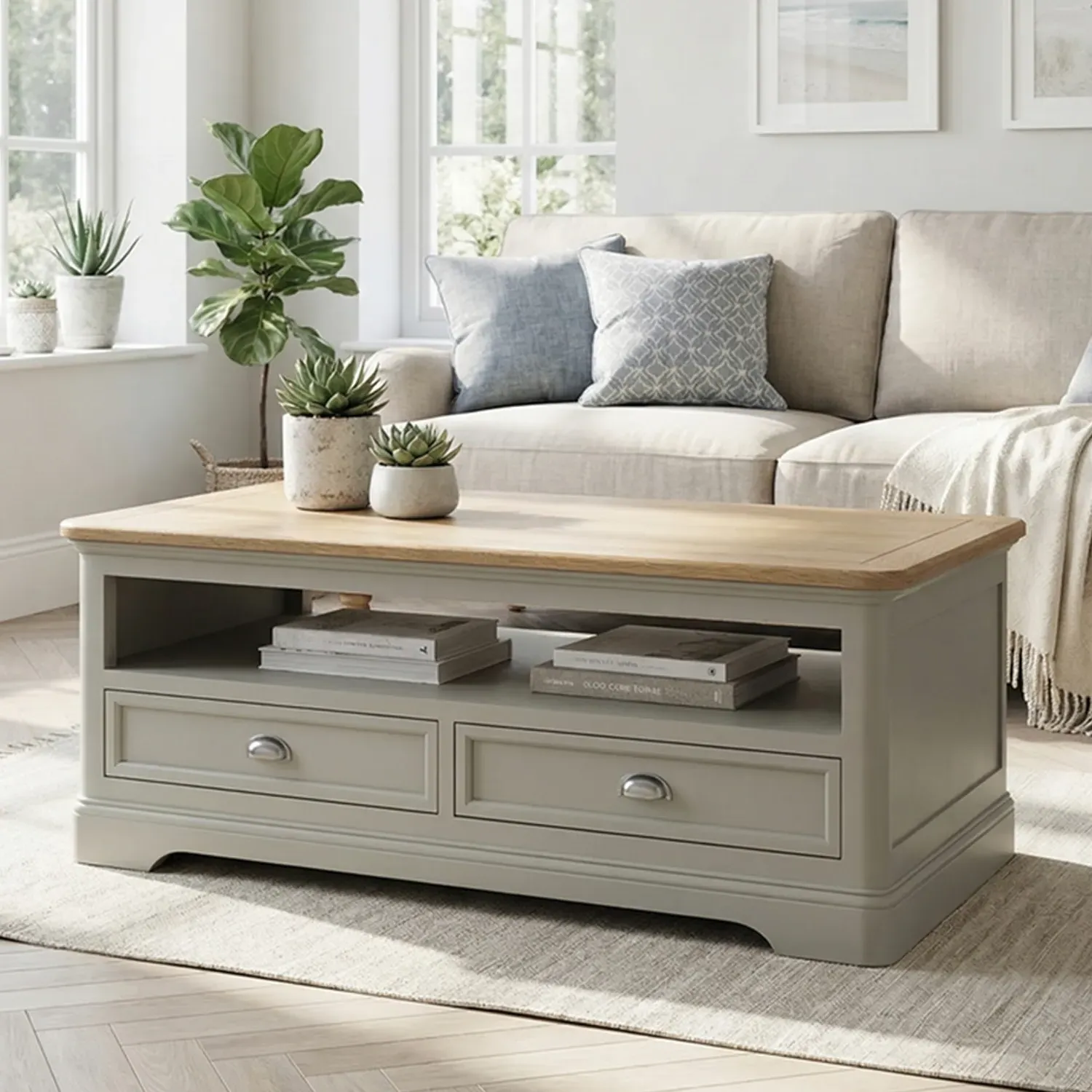 Brampton Coffee Table - Soft Green, Solid Oak product