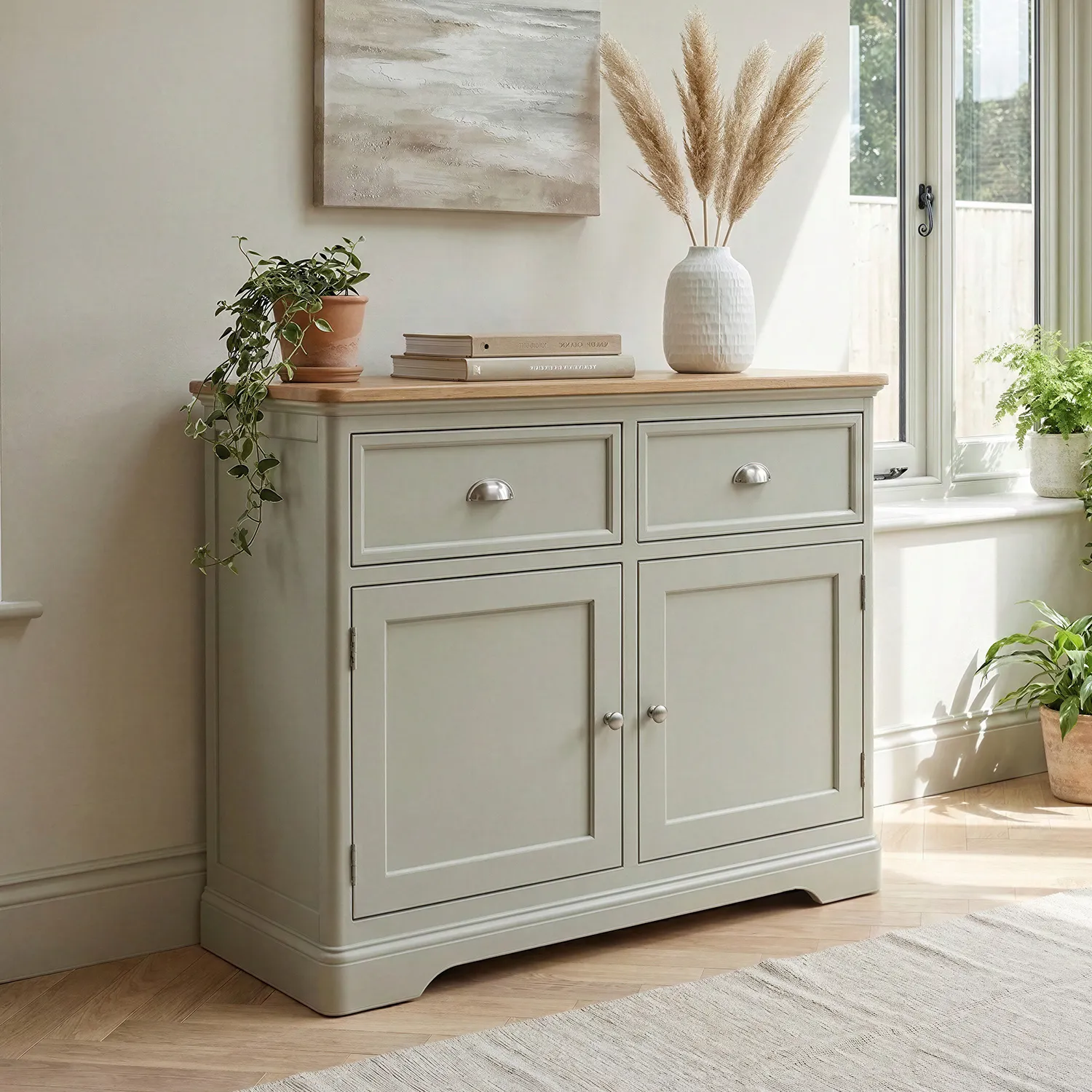 Brampton Small Sideboard - Soft Green, Solid Oak product