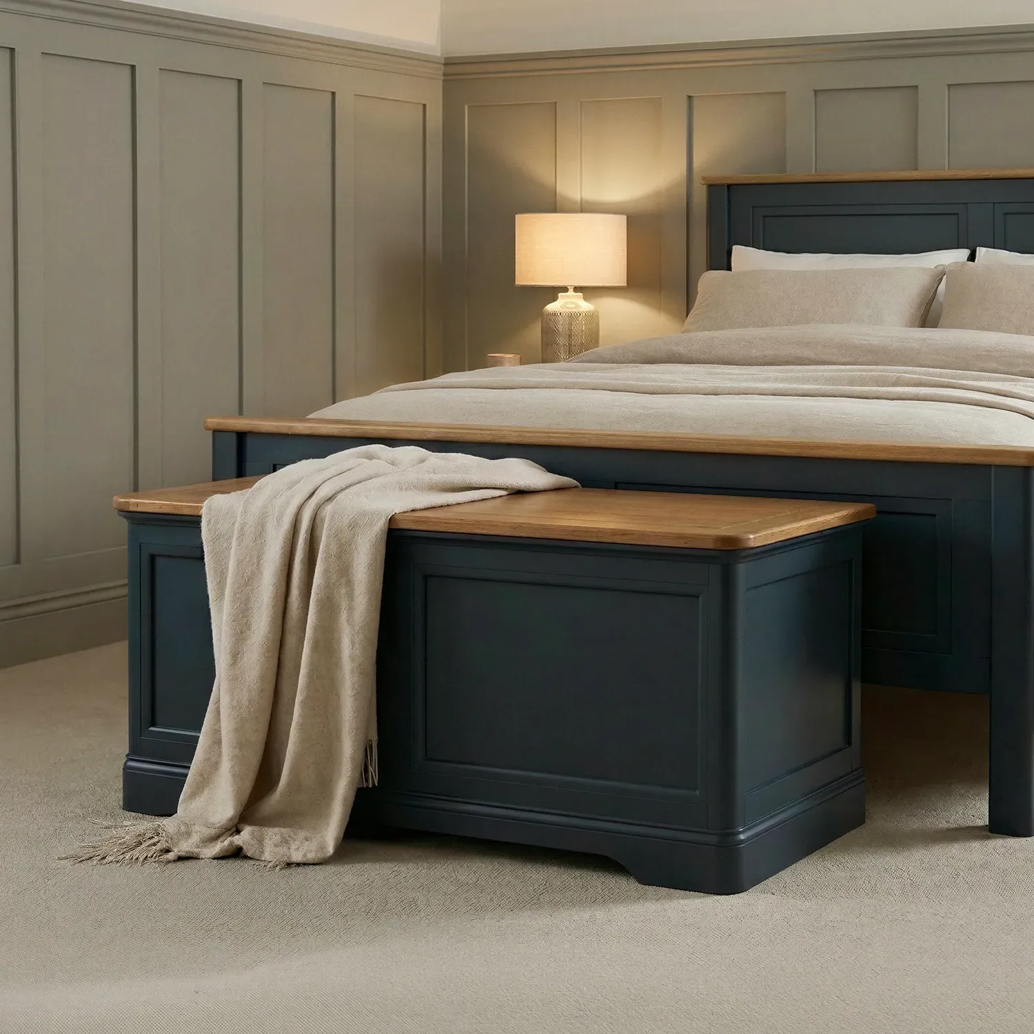 Bridstow Blanket Box - Blue, Solid Oak product