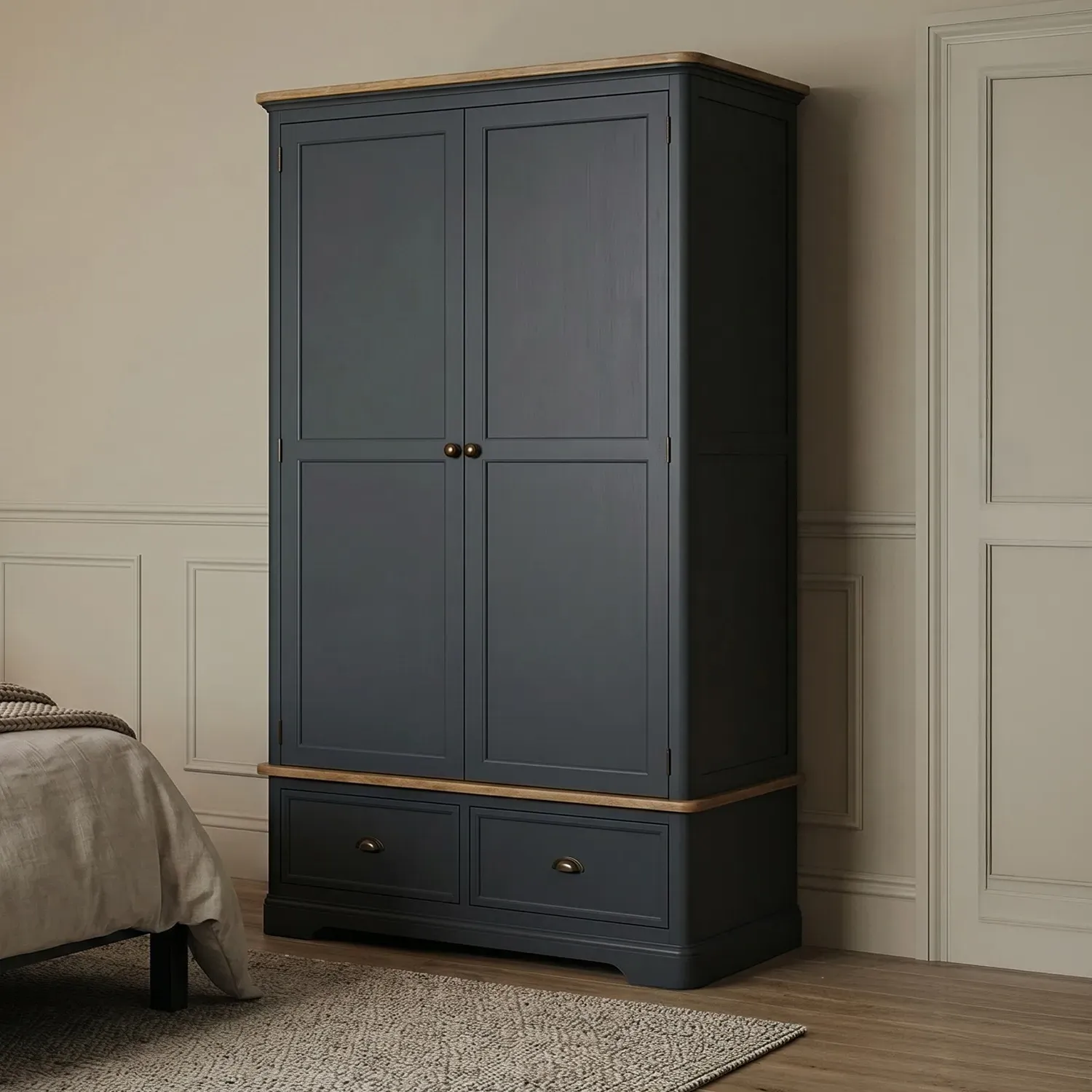 Bridstow Double Wardrobe - Blue, Solid Oak product