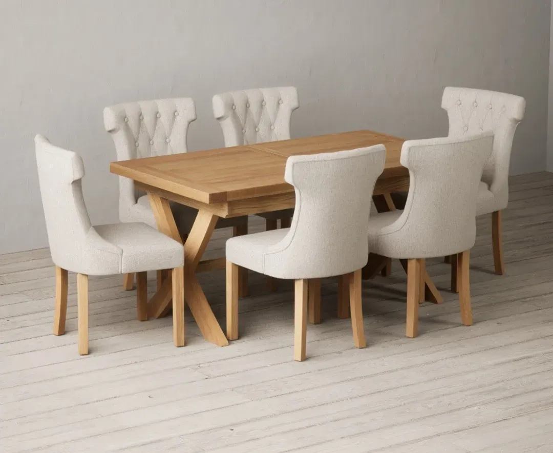 Buckley Extendable Dining Table & 6 Clara Chairs - Oak, Solid Oak product