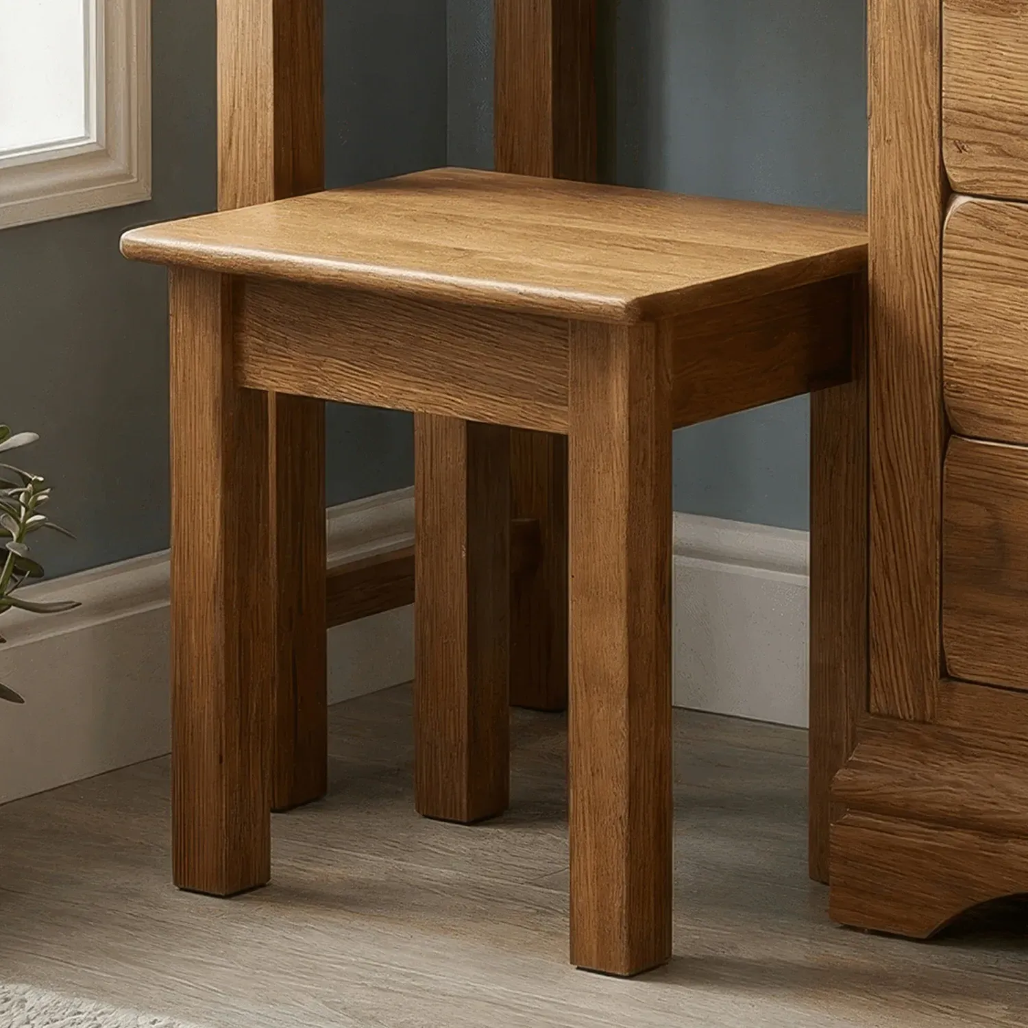 Burford Dressing Table Stool - Rustic, Solid Oak product