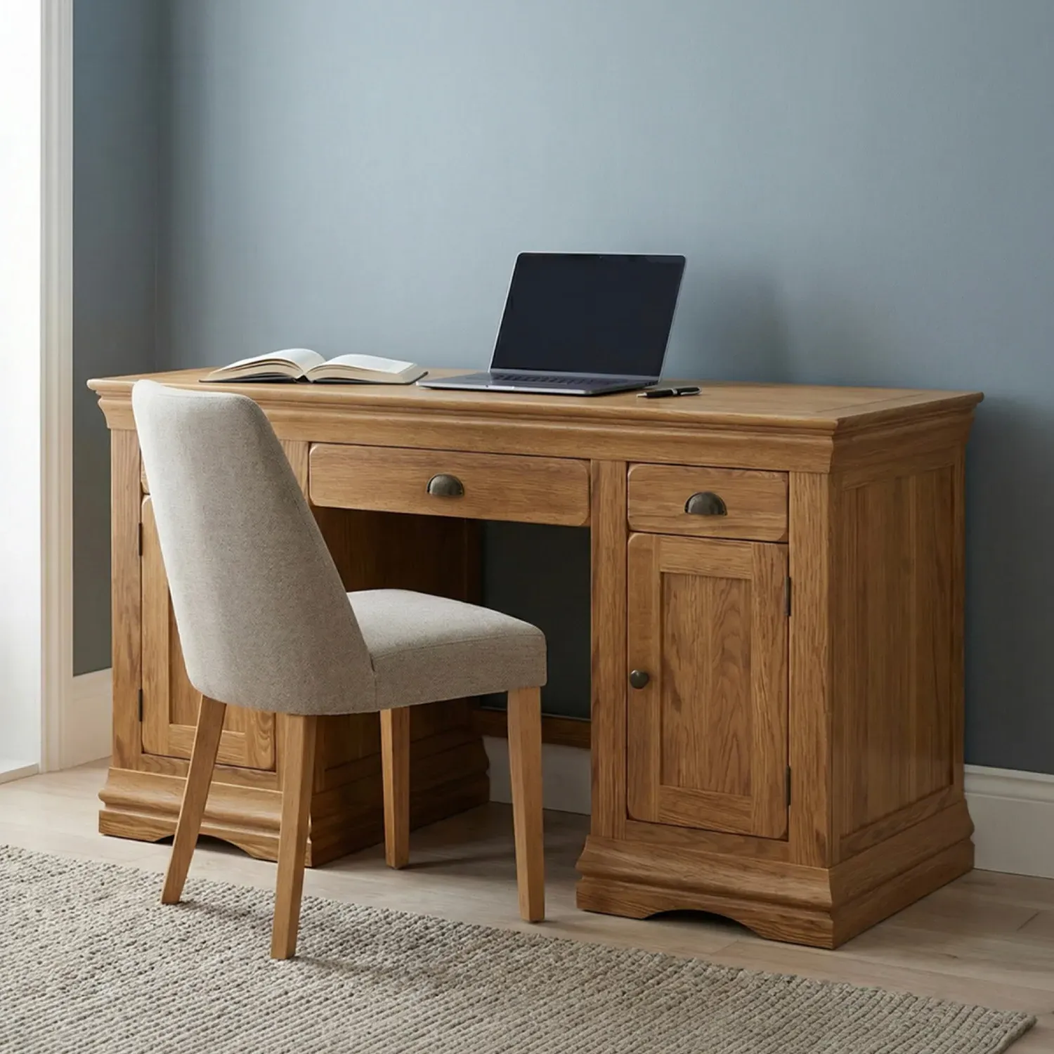 Burford Solid Oak Desk - Rustic product
