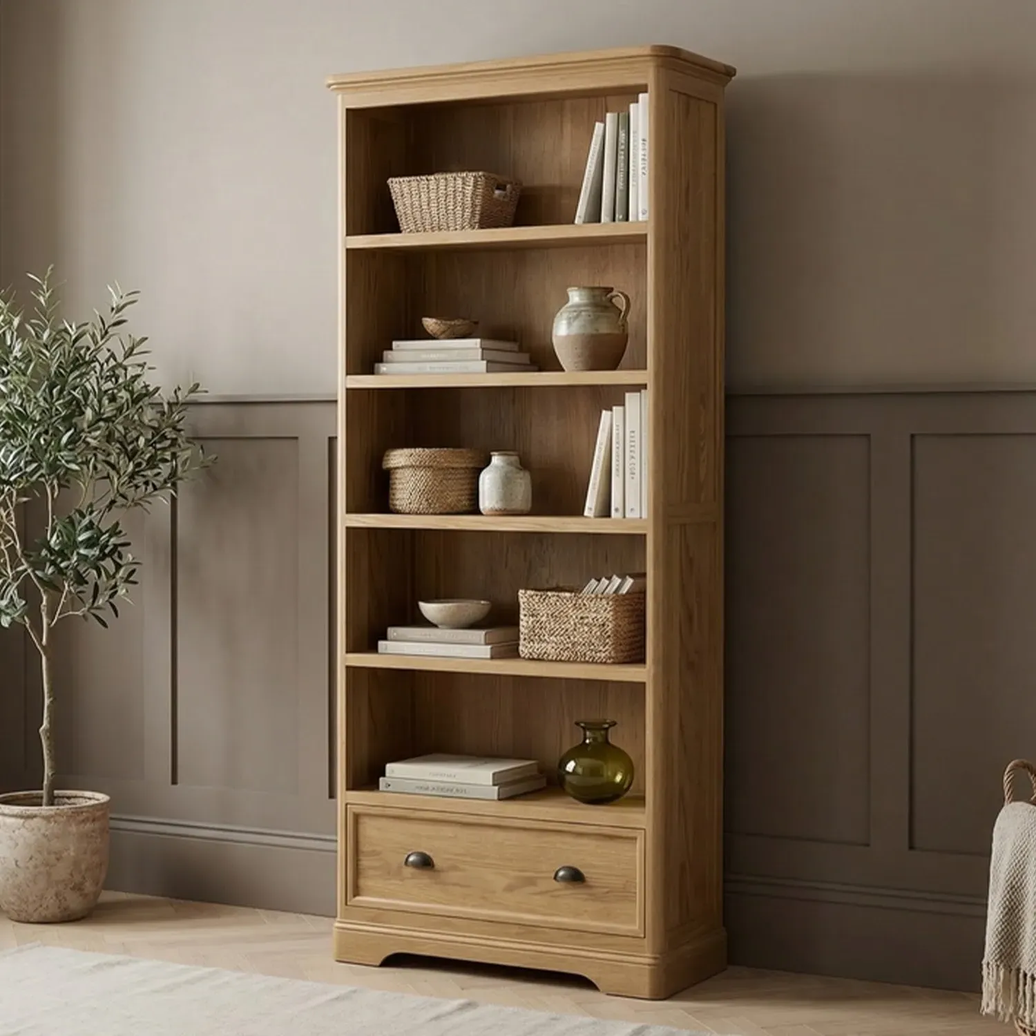 Cambridge Tall Bookcase - Oak, Solid Wood product
