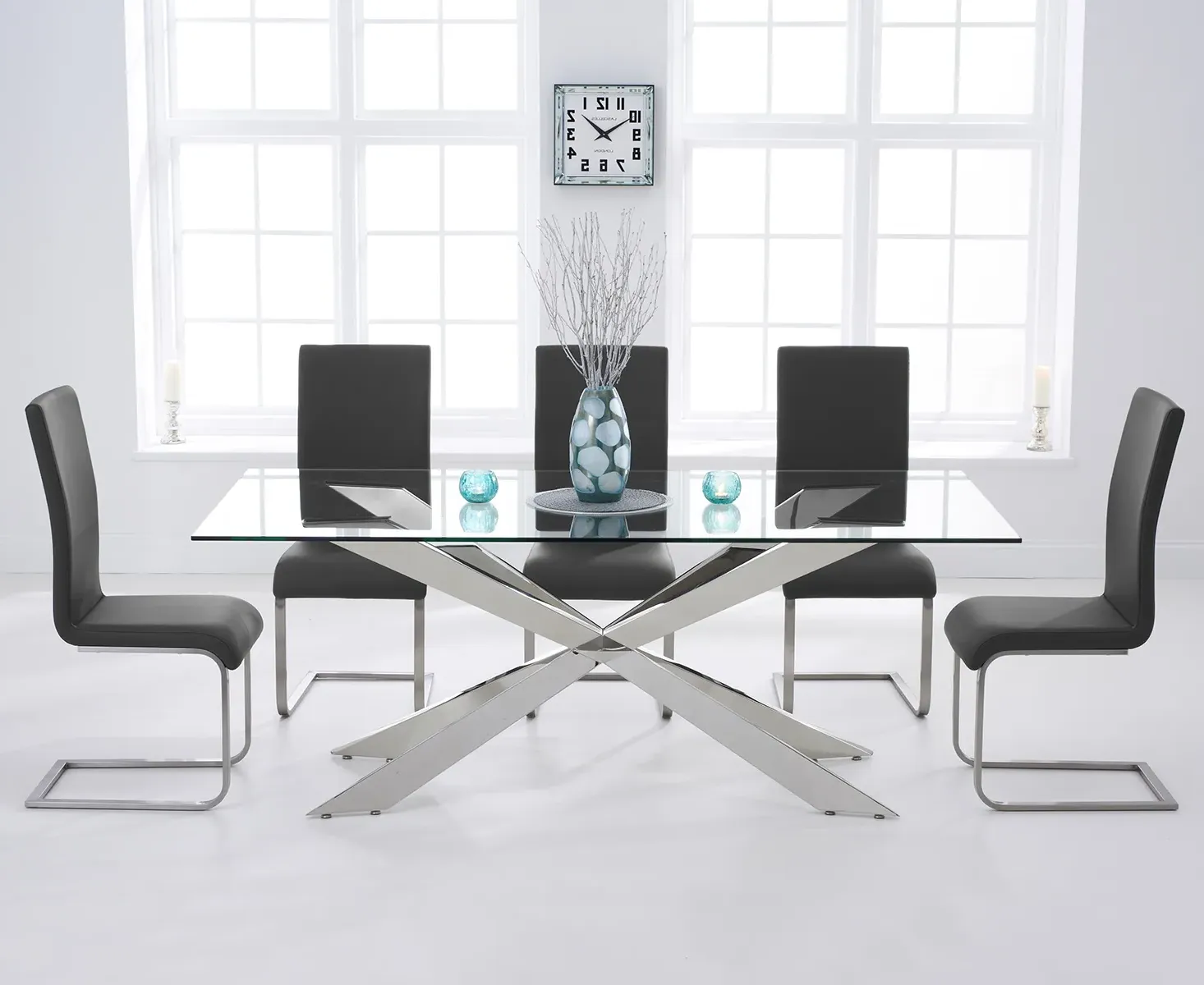 Canova Dining Table & 6 Austin Chairs Set - Natural, Glass product