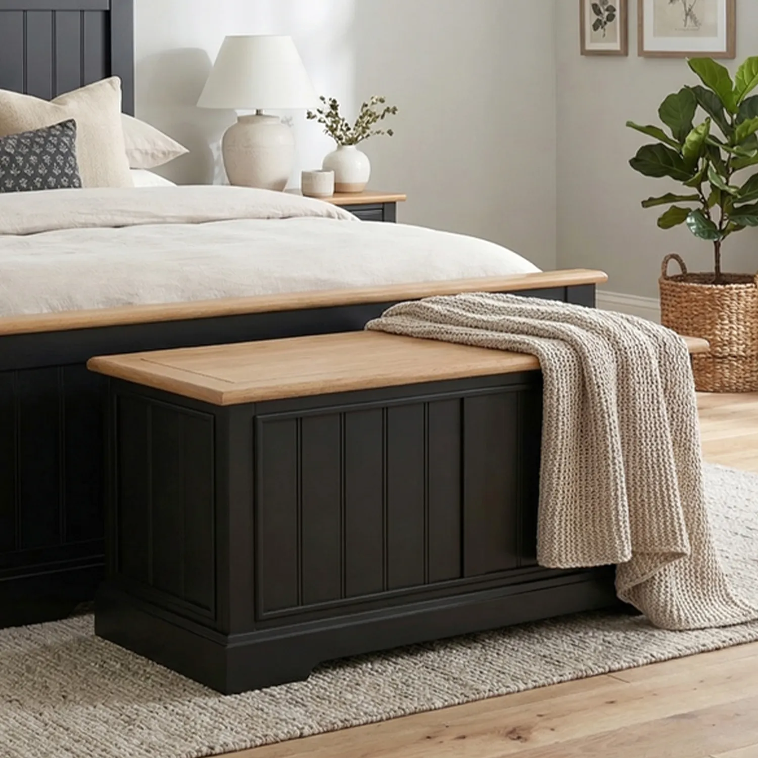 Charlton Blanket Box - Black, Oak product