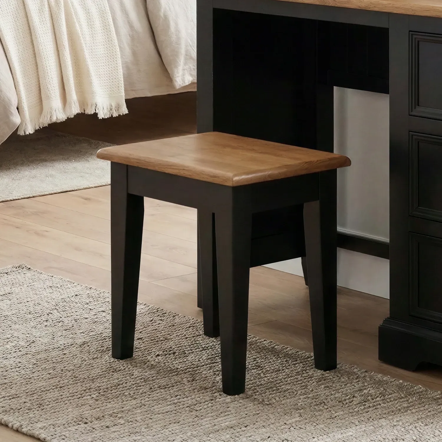 Charlton Dressing Table Stool - Black, Oak product