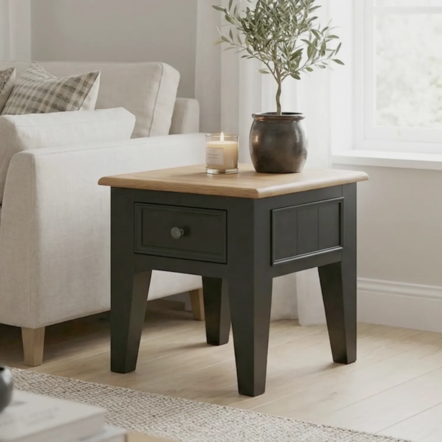 Charlton Lamp Table - Black, Oak product