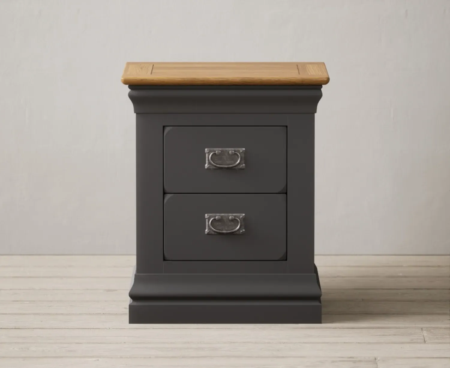 Charwood 2 Drawer Bedside Table - Charcoal, Oak product