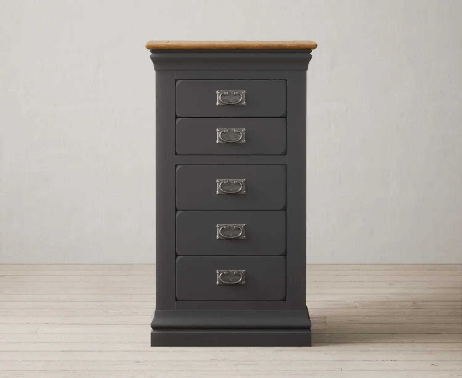 Charwood 5 Drawer Tallboy - Charcoal, Solid Oak product