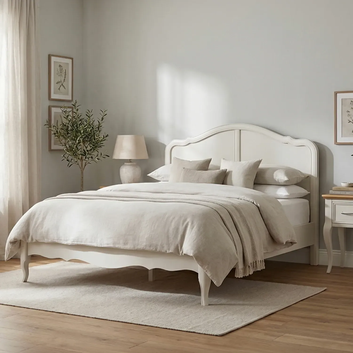 Chateau Double Bed Frame - White, Solid Oak product